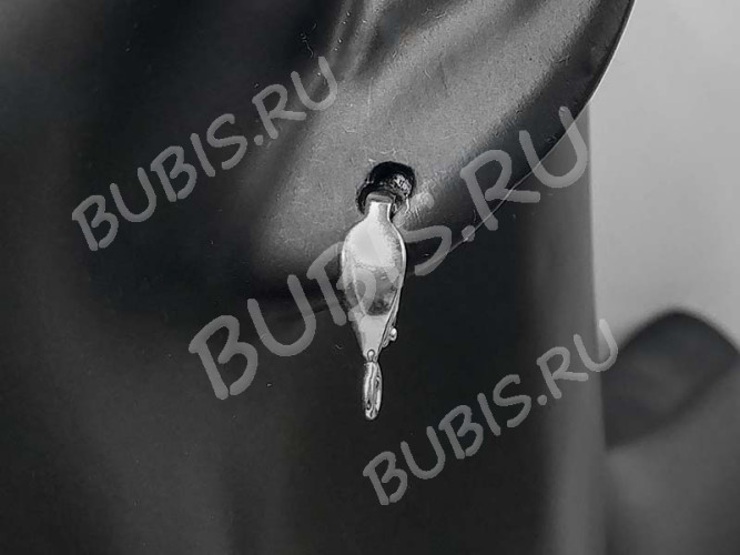 Швензы с английским замком №107 Капля 19,5*10*4,5мм цвет платины (Brass с родированием) (1 пара)