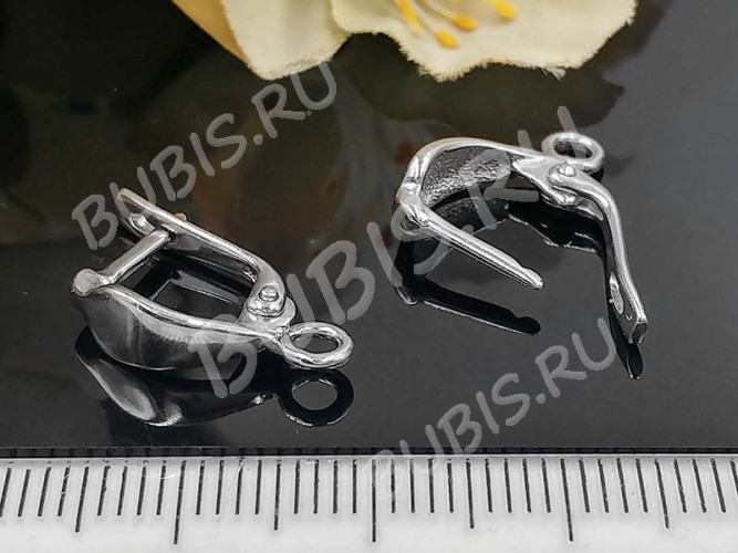 Швензы с английским замком №107 Капля 19,5*10*4,5мм цвет платины (Brass с родированием) (1 пара)