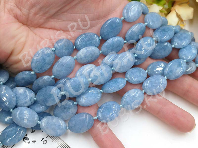 (СКИДКИ!!!) Бусина каменная Овал 70 18*13*5,5мм Аквамарин имит. (камни) (10шт.)