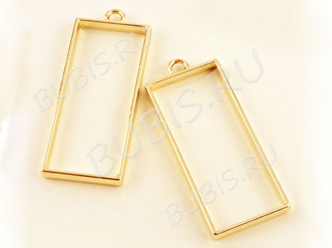 Подвеска Рамка 05 Прямоугольник 49*20*3,6мм золотистая (литьё)