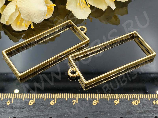Подвеска Рамка 05 Прямоугольник 49*20*3,6мм золотистая (литьё)