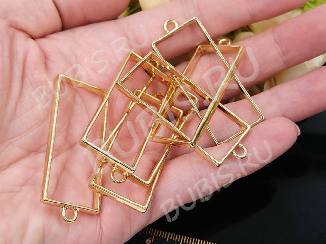 Подвеска Рамка 05 Прямоугольник 49*20*3,6мм золотистая (литьё)