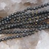 Купить (ОПТ) Бусина округлая ГРАНЁНАЯ "каменный бисер" 2мм Пирит натуральный (камни LUX) (НИТЬ) с доставкой по России