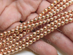 (ОПТ) Бусина округлая 4мм Гематит розовое золото (камни) (НИТЬ)