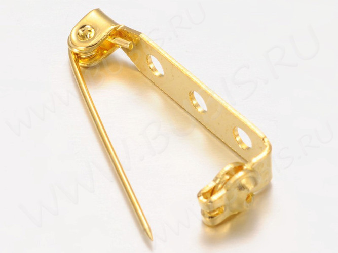 (СКИДКИ!!!) Основа (заготовка) для броши №94 булавка 3 отверстия с замочком 25*7мм золотистая (Iron) (10шт)