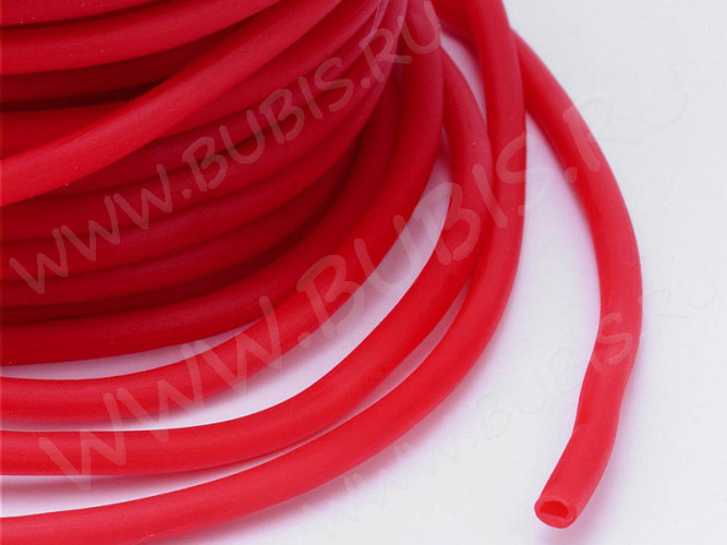 Полиуретановый шнур 14 2мм ПОЛЫЙ красный матовый (1м)