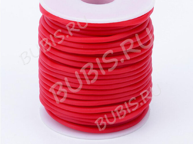 Полиуретановый шнур 14 2мм ПОЛЫЙ красный матовый (1м)