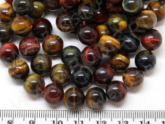 (ОПТ) Бусина округлая 10мм МИКС Бычий, Тигровый, Соколиный глаз (камни) (НИТЬ)