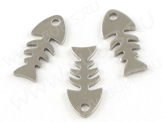 Подвеска Рыбка 28 кости 18*8*1мм цвет платины (Хирургическая сталь)