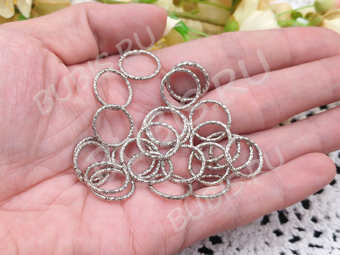 (СКИДКИ!!!) Кольцо декоративное 28 с огранкой разъёмное 15*15*1,5мм цвет платины (Iron) (10шт.)