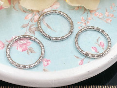 (СКИДКИ!!!) Кольцо декоративное 28 с огранкой разъёмное 15*15*1,5мм цвет платины (Iron) (10шт.)