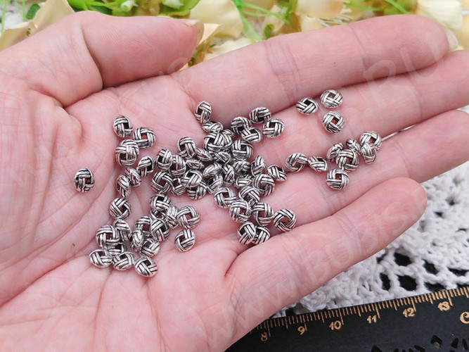 Рондели 086 Узел 6*6*3мм античное серебро (литьё) (10шт.)