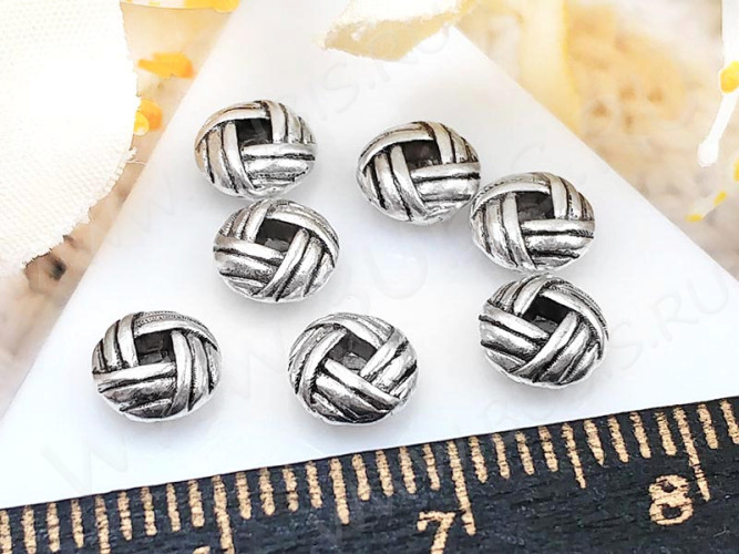 Рондели 086 Узел 6*6*3мм античное серебро (литьё) (10шт.)