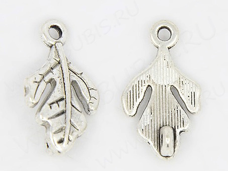 (СКИДКИ!!!) Подвеска Листик 17 коннектор 19,5*11*2мм античное серебро (литьё) (10шт)