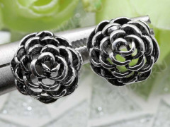 Пуссеты (&quot;гвоздики&quot;) №124 цветочек 18*17*14мм античное серебро (литьё) (1 пара)