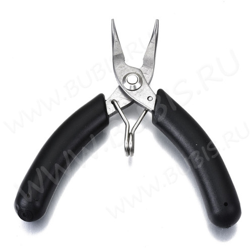 Тонкогубцы 26 (утконосы) изогнутые МИНИ 100мм на блистере с чёрными ручками (инструменты для бижутерии)