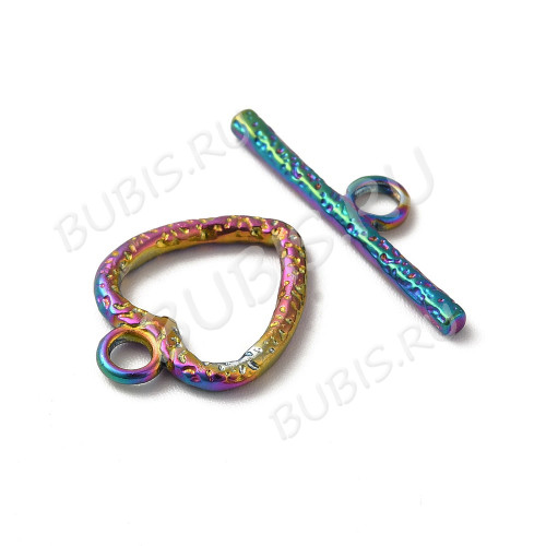 181-M Тоггл Сердечко 17*13мм и 22*6мм мультиколор (Хирургическая сталь)