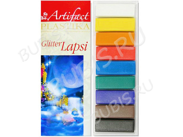 Полимерная глина Артефакт набор 7109-78 Lapsi Glitter 9 классических цветов с блестками 180г