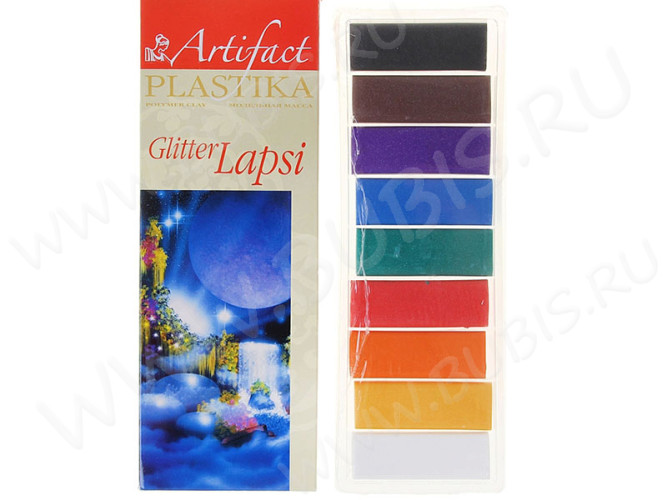 Полимерная глина Артефакт набор 7109-78 Lapsi Glitter 9 классических цветов с блестками 180г