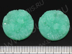 Кабошон декоративный 43 Круг имитация друзы агата с кристаллами 20*20*5,5мм св.бирюзовый непрозрачный (резин)