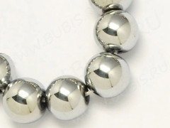 (ОПТ) Бусина округлая 6мм Гематит тёмно-серебристый (камни) (НИТЬ)