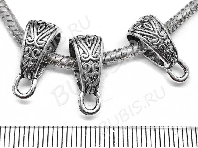 Бусина с петлёй 068 Бейл треугольный 17,5*9,5*6мм античное серебро (литьё)