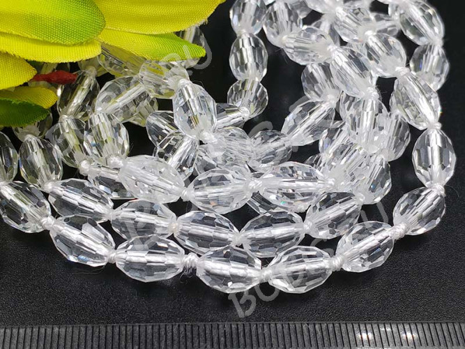 (СКИДКИ!!!) Бусина кристалл гранёный Бочонок 10*7,5*7,5мм чистый прозрачный (имитация Сваровски) (10шт.)