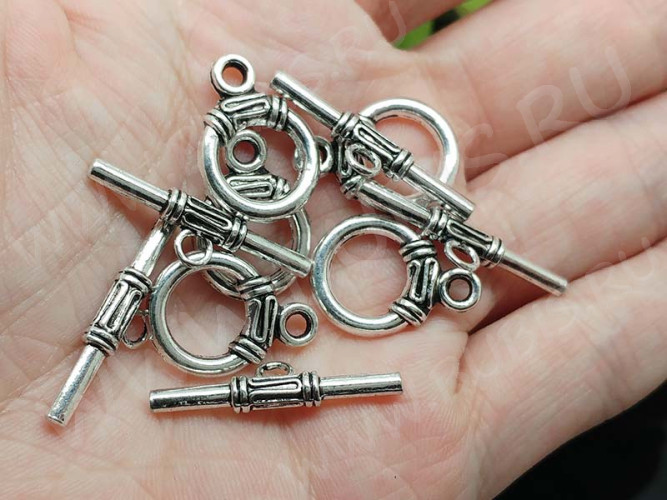 161 Тоггл округлый 19,5*14мм и 27*8мм античное серебро (литьё)