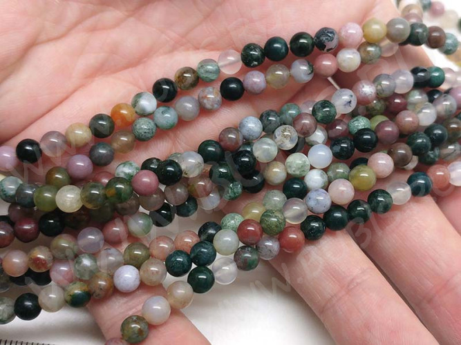 (ОПТ) Бусина округлая 5мм Агат Индийский (камни) (НИТЬ)