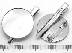 Основа (заготовка) для броши №10 Заколка &quot;крокодильчик&quot; (с сеттингом 30мм) 44,5*30,5*12,5мм цвет платины (Iron и Brass)