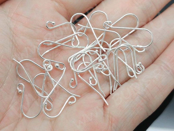 Швензы-крючки №062 с шариком серебро с пробой 18*15*0,7мм серебристые (Sterling Silver) (1 пара)
