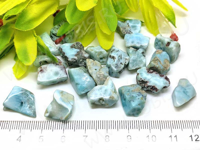 Бусина каменная Бесформенная 13 15-20*6-8мм Ларимар натуральный (камни LUX) (1ШТ.)