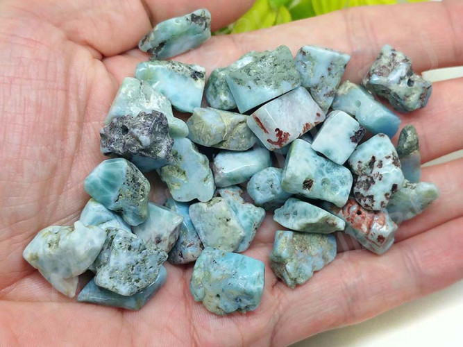 Бусина каменная Бесформенная 13 15-20*6-8мм Ларимар натуральный (камни LUX) (1ШТ.)