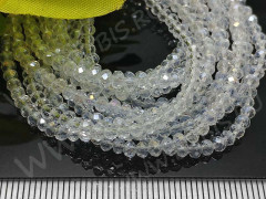 Бусина кристалл гранёный абакус 3*3*2мм чистый прозрачный с АВ (имитация Сваровски) (50шт.)