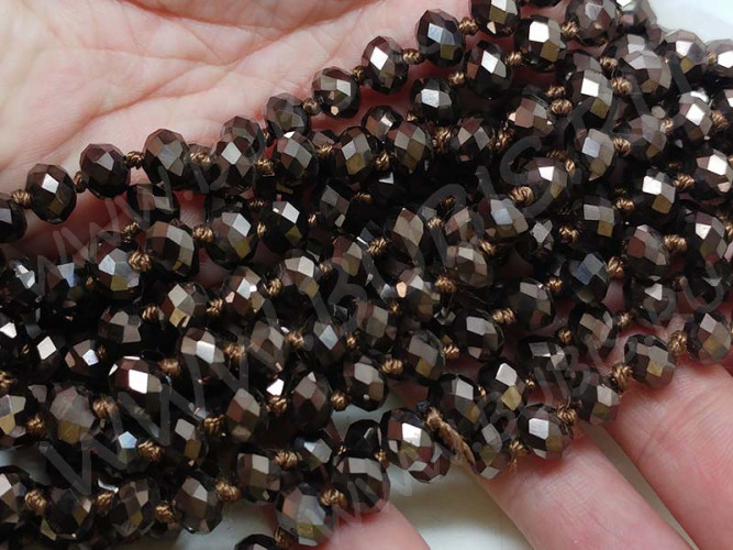 (СКИДКИ!!!) Бусина Абакус гранёный 8*8*5,5мм т.коричневый металлик непрозрачный (имитация Сваровски) (10шт.)