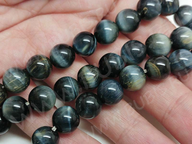 Бусина округлая 10мм Соколиный глаз (камни)