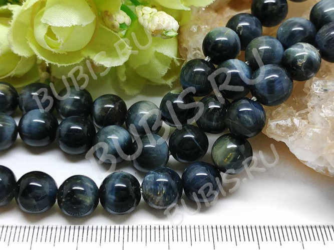 Бусина округлая 10мм Соколиный глаз (камни)