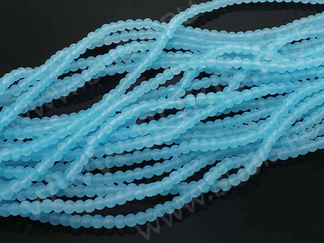 (СКИДКИ!!!) Бусина округлая матовая 4мм голубая полупрозрачная (стекло) (50шт.)