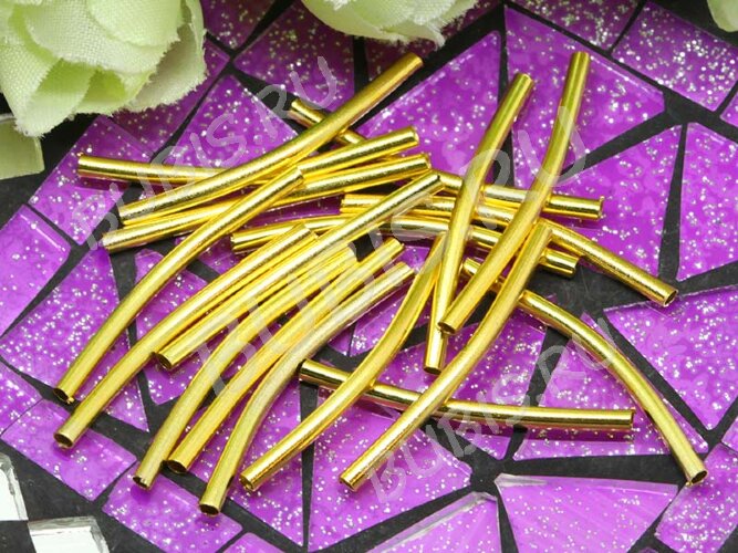 Трубочка металлическая 01 изогнутая 30*2мм золотистая (Brass) (20шт)