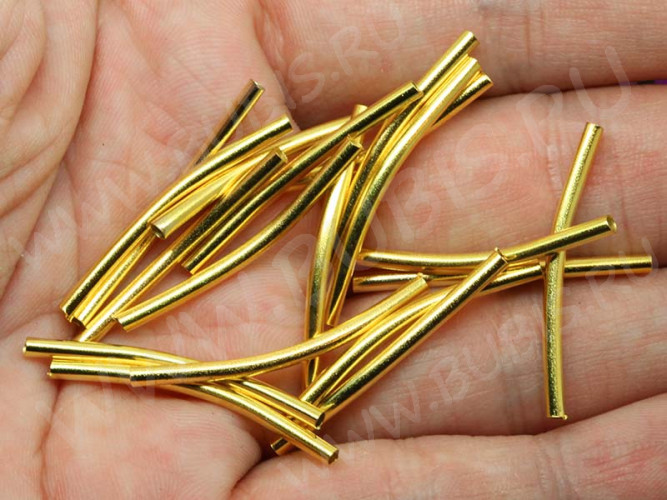 Трубочка металлическая 01 изогнутая 30*2мм золотистая (Brass) (20шт)