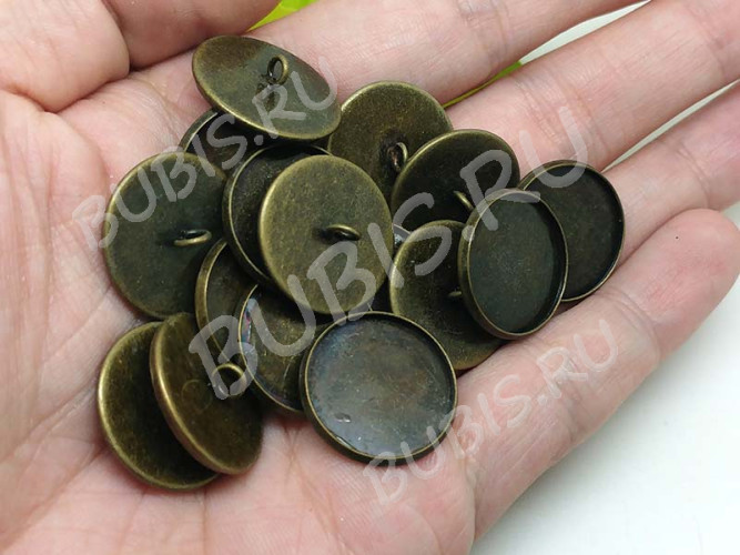 Концевик 068 крышка подвеска с сеттингом 18мм 19,5*19,5*5,5мм античная бронза (Brass)