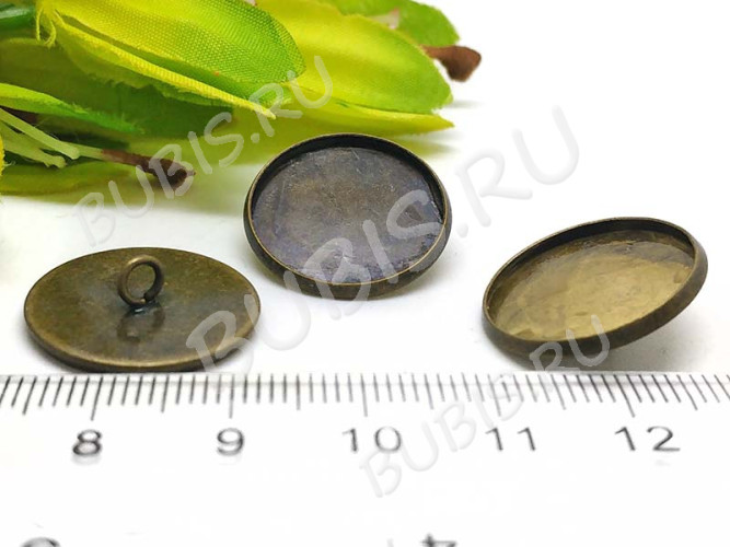 Концевик 068 крышка подвеска с сеттингом 18мм 19,5*19,5*5,5мм античная бронза (Brass)