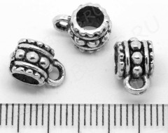 (СКИДКИ!!!) Бусина с петлёй 001 Бейл 9,5*7*6,5мм античное серебро (литьё) (10шт.)