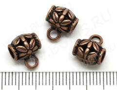 Бусина с петлёй 032 Бейл с цветочком 11*9*7мм античная медь (литьё)