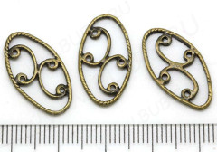 206 Коннектор Овальный 21,2*11,7*1,7мм античная бронза (литьё)