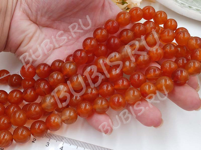 Бусина округлая 12мм Сердолик натуральный (камни)