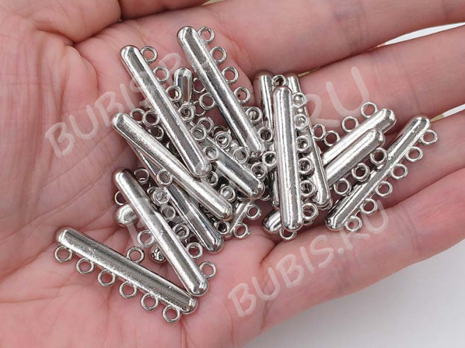 313 Коннектор классика на 6 нитей 32,5*11*2,5мм цвет платины (литьё)