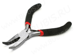 Тонкогубцы (утконосы) 23 изогнутые без бороздок 125мм с чёрными ручками на блистере (инструменты для бижутерии)