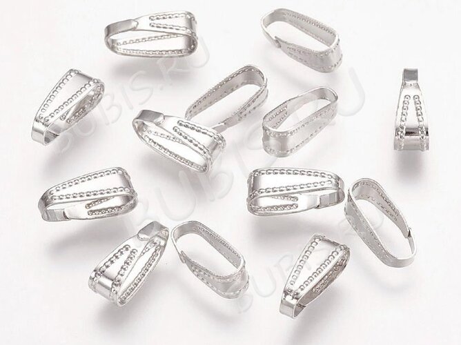 Держатель кулона 019 Скоба овальная 11*4,3*4,2мм цвет платины (Brass) (20шт.)