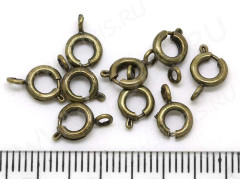 Замочек карабин №041 кольцо круглый 10,5*6*1,8мм античная бронза (Brass)